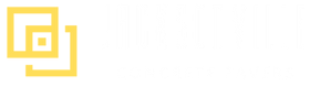 Yellow geometric logo with overlapping squares.